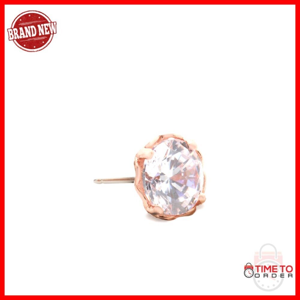 Round Stud Earrings with Faceted Crystals, Plated Metal, 0.38 Inch Post